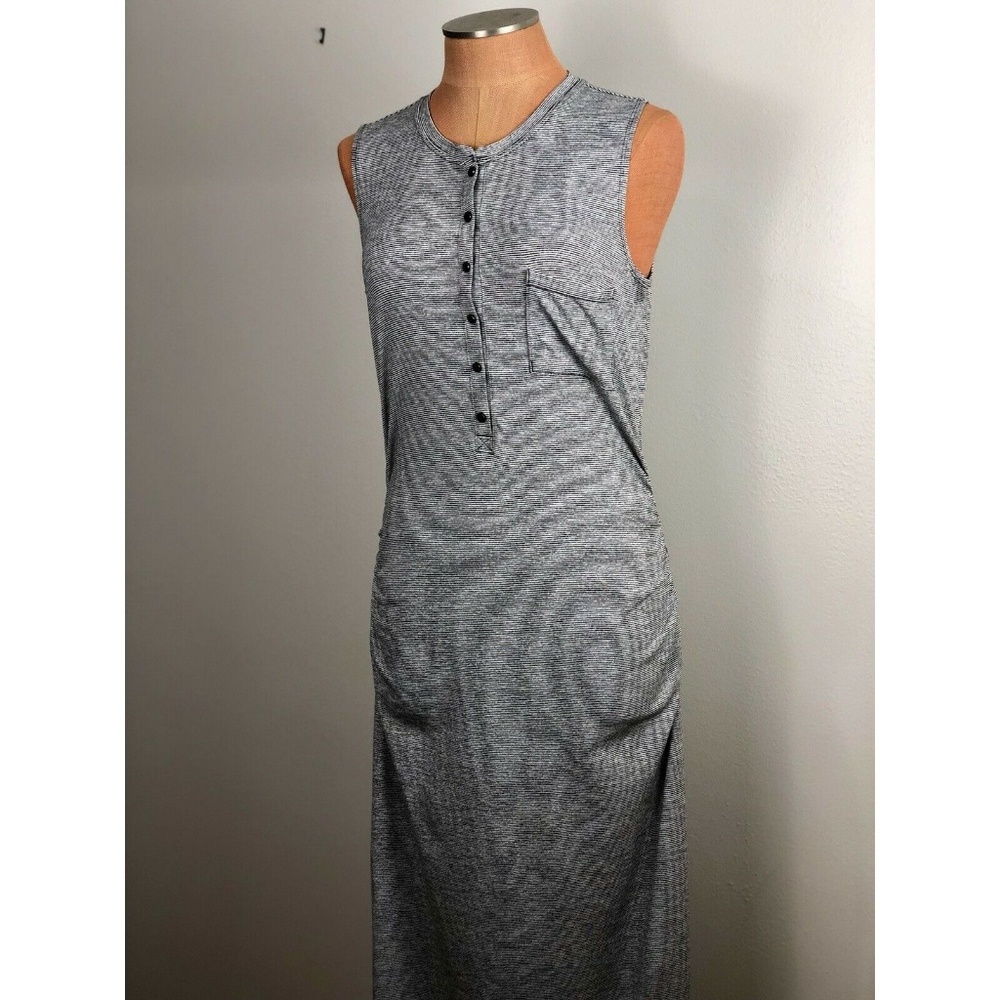 ATHLETA Size ST Microstripe Rib Henley Maxi Dress